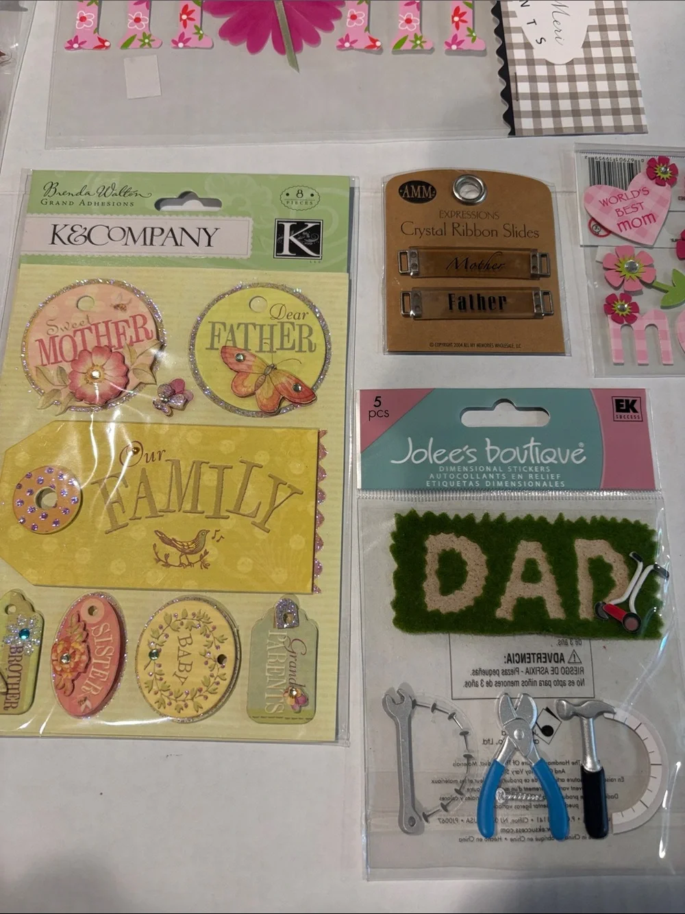 Scrapbook Embellishments mom & dad lot 7